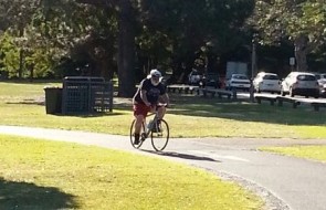 Gary Stark, on his bike. A very rare sight